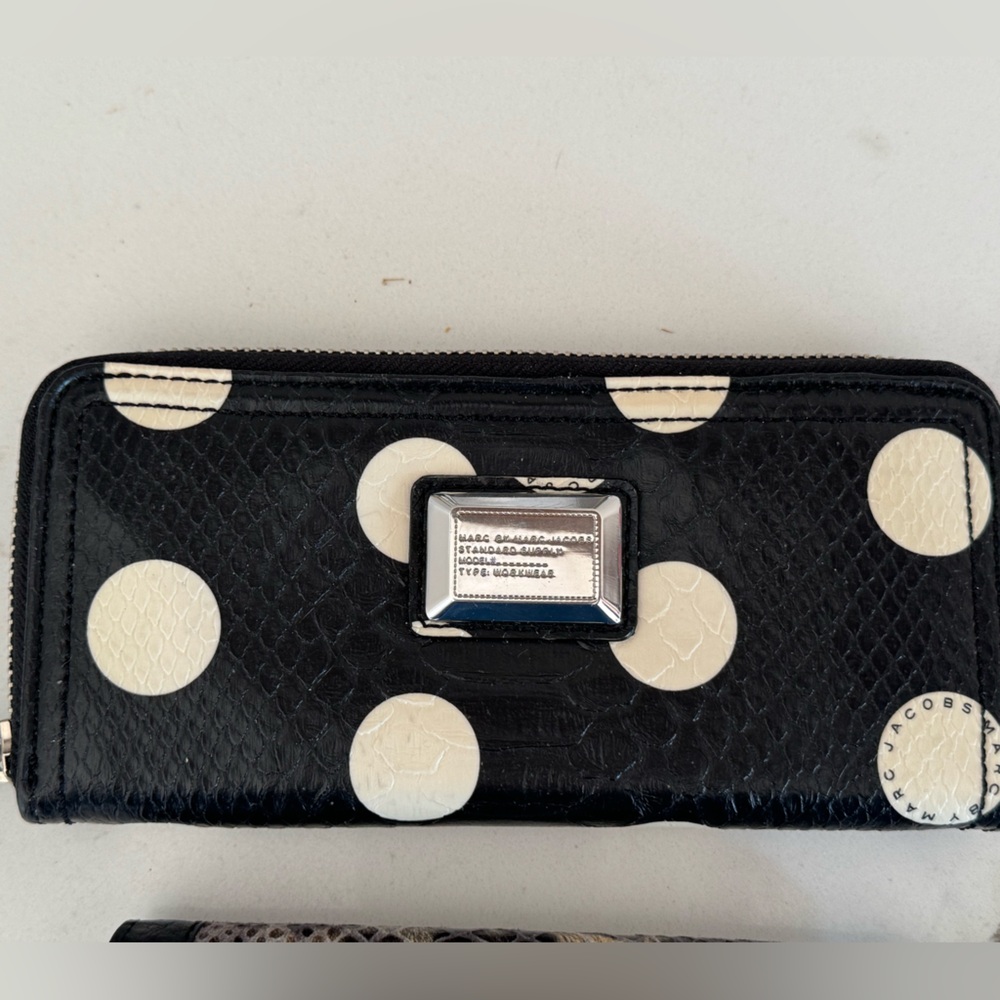 Marc By Marc Jacobs Black and Cream Polka Dot Wallet